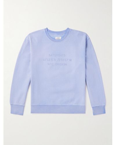 Saturdays NYC Bowery Sunbaked Slim-fit Cotton-jersey Sweatshirt - Blue
