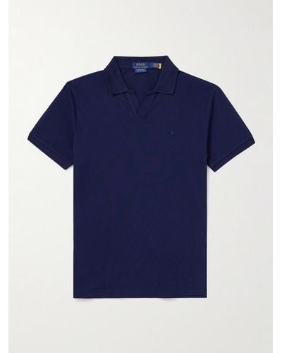 Polo Ralph Lauren Logo-embroidered Cotton-blend Piqué Polo Shirt - Blue