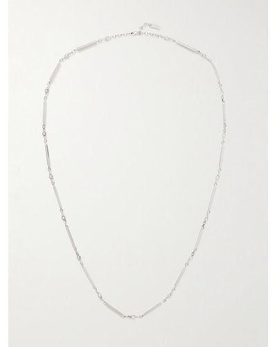 Saint Laurent Silver-tone Crystal Chain Necklace - White