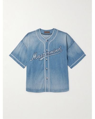MASTERMIND WORLD Camicia in denim con logo applicato - Blu