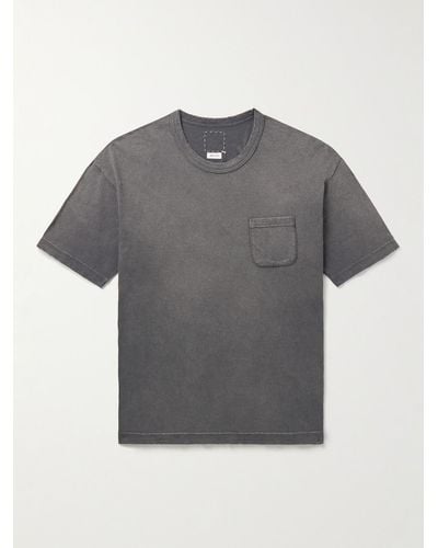 Visvim Jumbo T-Shirt aus Baumwoll-Jersey in Stückfärbung und Distressed-Optik - Grau