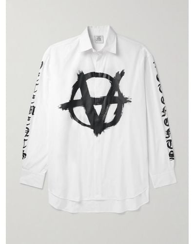 Vetements Camicia in popeline di cotone con logo - Bianco