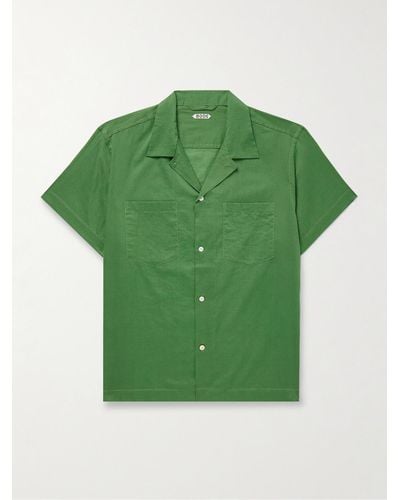 Bode Camp-collar Cotton-voile Shirt - Green