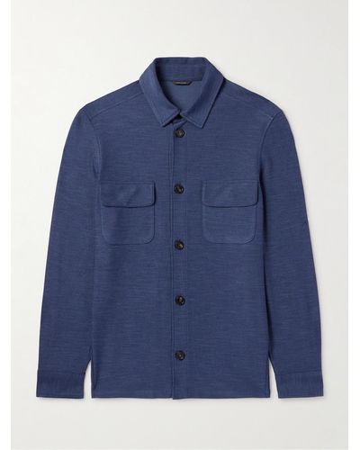 Loro Piana Hemdjacke aus einer Mischung aus Seide - Blau