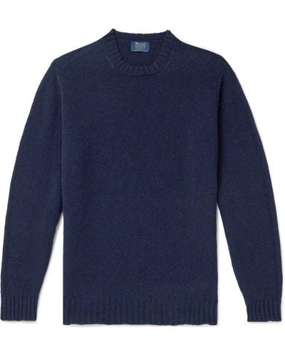William Lockie Shetland Wool Sweater - Blue