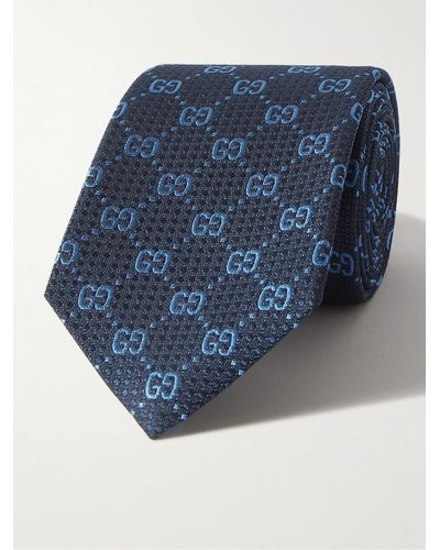 Gucci 7cm Logo-jacquard Silk Tie - Blue