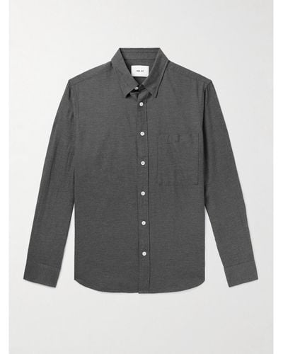 NN07 Button-down Collar Cotton-jersey Shirt - Grey