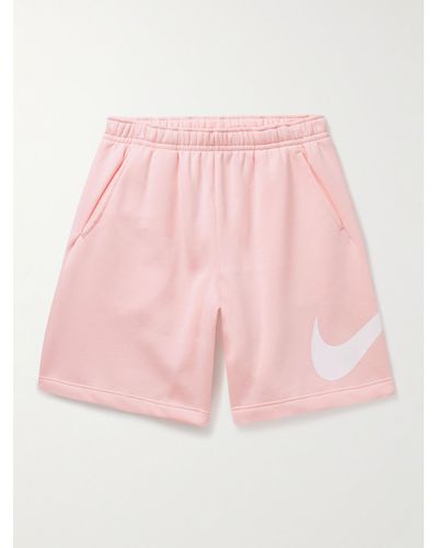 Nike Sportswear Club Wide-leg Logo-print Cotton-blend Jersey Shorts - Pink