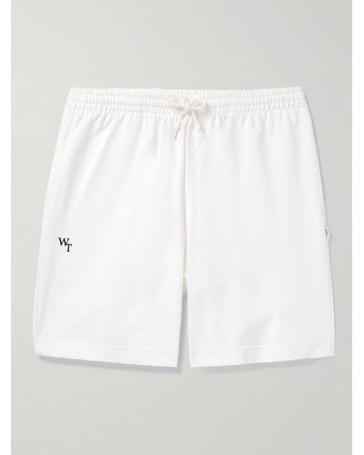 WTAPS Straight-leg Logo-embroidered Cotton-blend Jersey Shorts - White