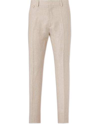 Agnona Slim-fit Straight-leg Linen-twill Pants - Natural