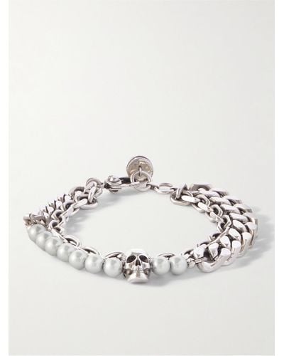 Alexander McQueen Silver-tone And Faux Pearl Chain Bracelet - Metallic