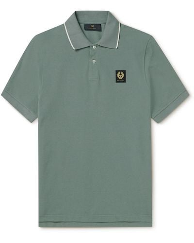 Belstaff Logo-appliquéd Cotton-piqué Polo Shirt - Green