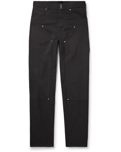 Givenchy Straight-leg Logo-embellished Wool-blend Twill Pants - Black