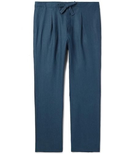 STÒFFA Straight-leg Linen-twill Drawstring Pants - Blue