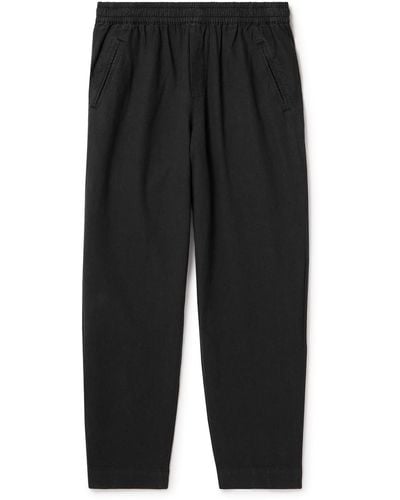 Folk Straight-leg Linen And Cotton-blend Pants - Black