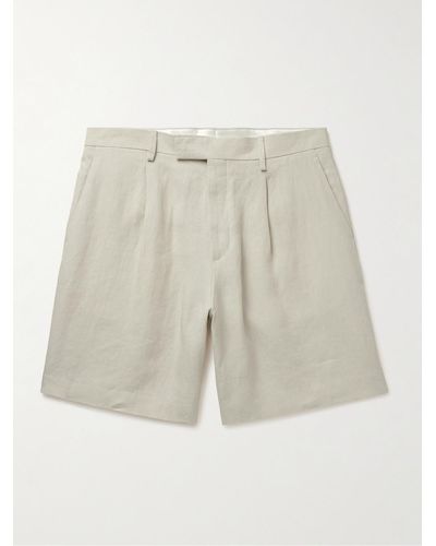 Lardini Straight-leg Pleated Linen Shorts - Natural