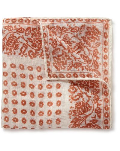 Anderson & Sheppard Printed Cashmere And Silk-blend Pocket Square - Pink