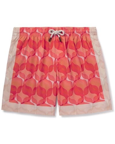 Dries Van Noten Straight-leg Mid-length Printed Swim Shorts - Red