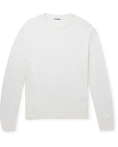 Jil Sander Logo-embroidered Wool Sweater - White