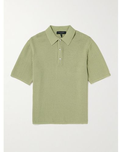Rag & Bone Nolan Crochet-knit Polo Shirt - Green