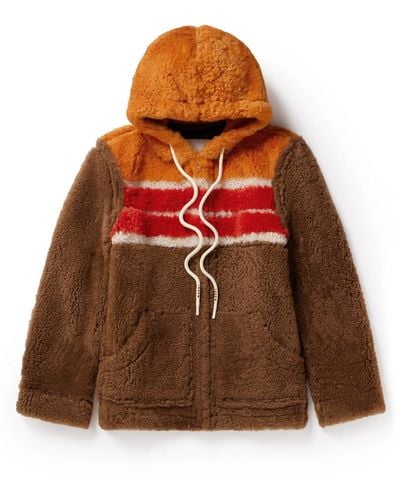 Marni Striped Shearling Hooded Jacket - Brown