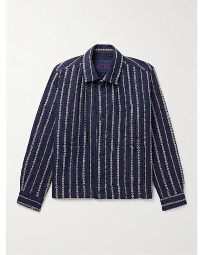Kardo Bodhi Embroidered Cotton Jacket - Blue
