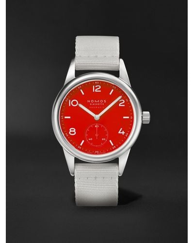 Nomos Club Neomatik Automatic 37mm Stainless Steel And Webbing Watch - Red
