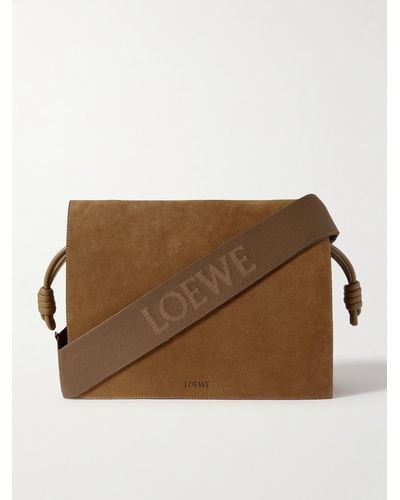 Loewe Flamenco Leather-trimmed Suede Messenger Bag - Brown