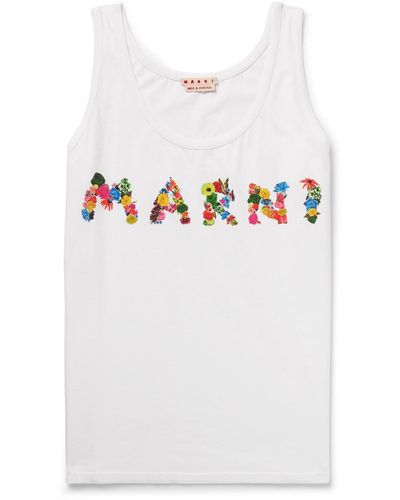 Marni Logo-print Cotton-jersey Tank Top - White