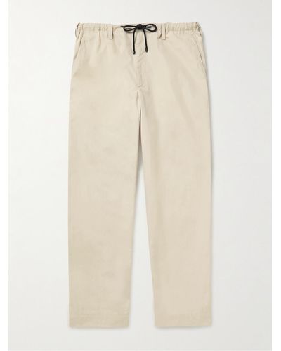 Dries Van Noten Penny Straight-leg Cotton-canvas Drawstring Trousers - Natural