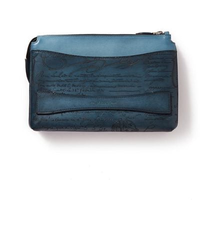 Berluti Neo Venezia Scritto Leather Wallet - Blue
