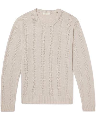 mfpen Everyday Striped Organic Cotton-blend Bouclé Sweater - White