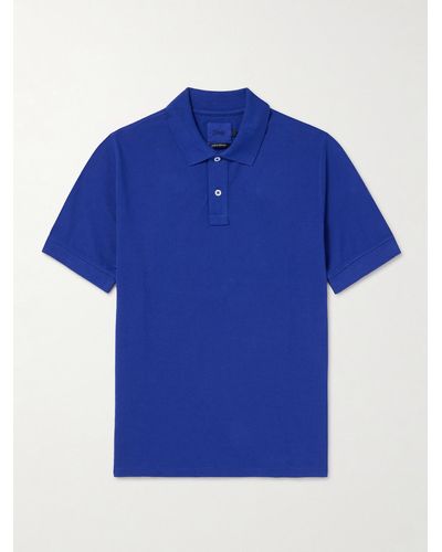 Drake's Polohemd aus Baumwoll-Piqué - Blau