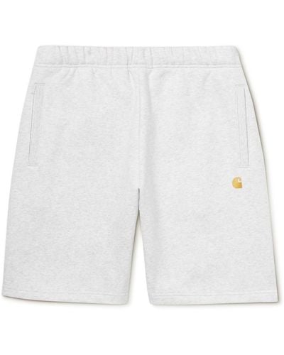 Carhartt Chase Straight-leg Logo-embroidered Cotton-blend Jersey Shorts - White