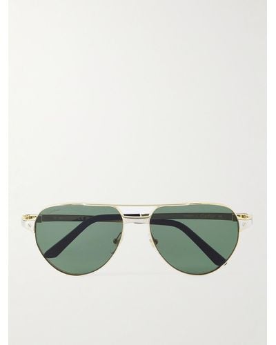 Cartier Aviator-style Gold-tone Sunglasses - Green