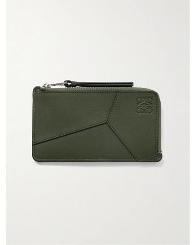 Loewe Puzzle Logo-debossed Leather Zipped Cardholder - Green