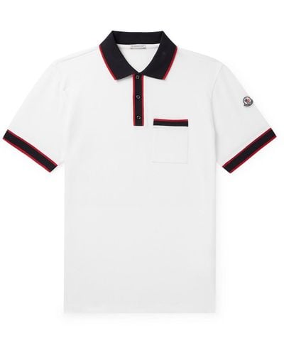 Moncler Logo-appliquéd Cotton-piqué Polo Shirt - White