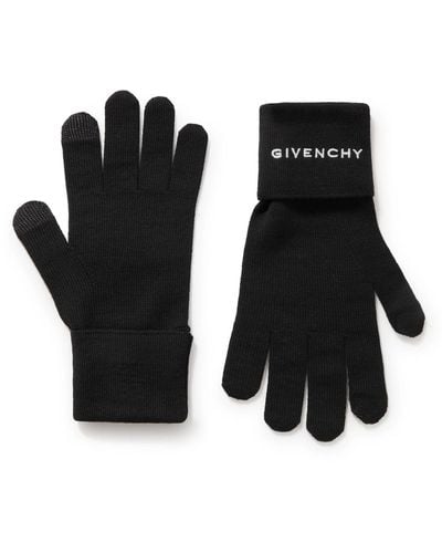 Givenchy 4g Logo-embroidered Wool Gloves - Black