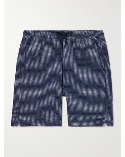 Universal Works Lumber Straight-leg Polka-dot Cotton-blend Drawstring Shorts - Blue