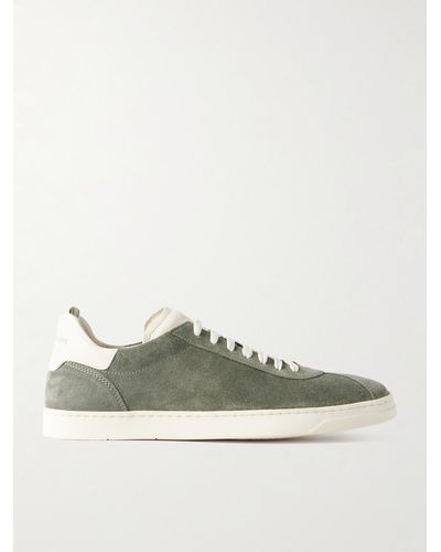 Officine Creative Karma Leather-trimmed Suede Sneakers - Green
