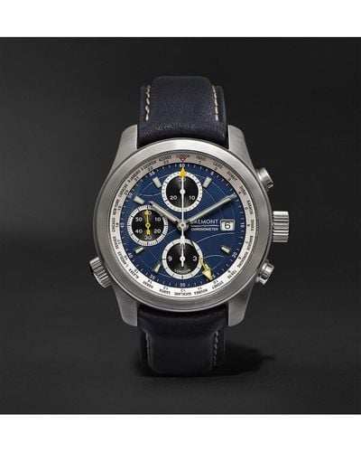 Bremont Alt1-wt/bl World Timer Automatic Chronograph 43mm Stainless Steel And Leather Watch - Blue