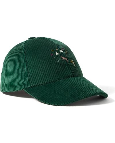 De Bonne Facture Embroidered Cotton-corduroy Baseball Cap - Green