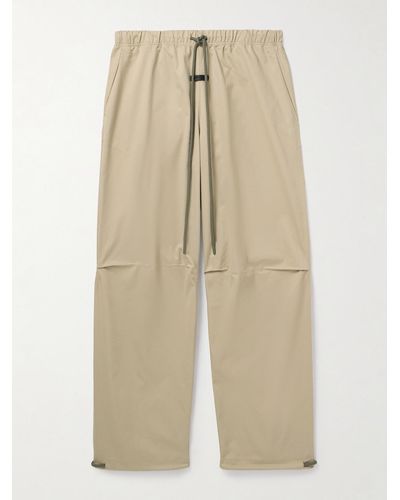 Fear Of God Wide-leg Logo-appliquéd Cotton-blend Drawstring Trousers - Natural