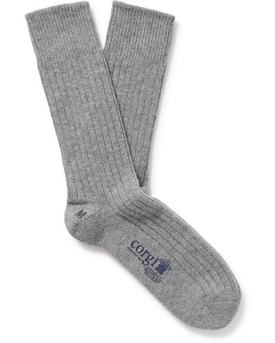 Kingsman Ribbed Cashmere Socks - Gray