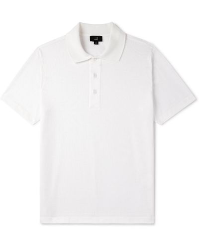 Dunhill Rollagas Slim-fit Textured-cotton Polo Shirt - White