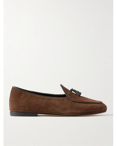 Rubinacci Marphy Leather-trimmed Suede Tasselled Loafers - Brown