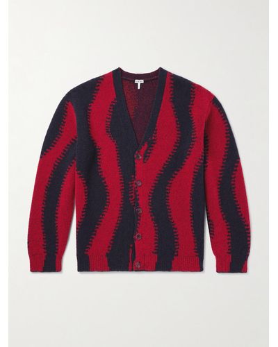 Loewe Jacquard-knit Wool-blend Cardigan - Red