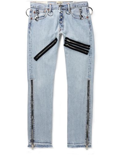 GALLERY DEPT. Weapon World Slim-fit Straight-leg Embellished Distressed Jeans - Blue