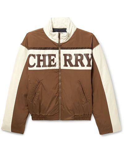 CHERRY LA Pit Crew Logo-print Padded Shell Jacket - Brown