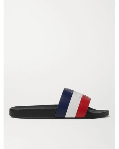 Moncler Slide in gomma a righe con logo goffrato Basile - Bianco